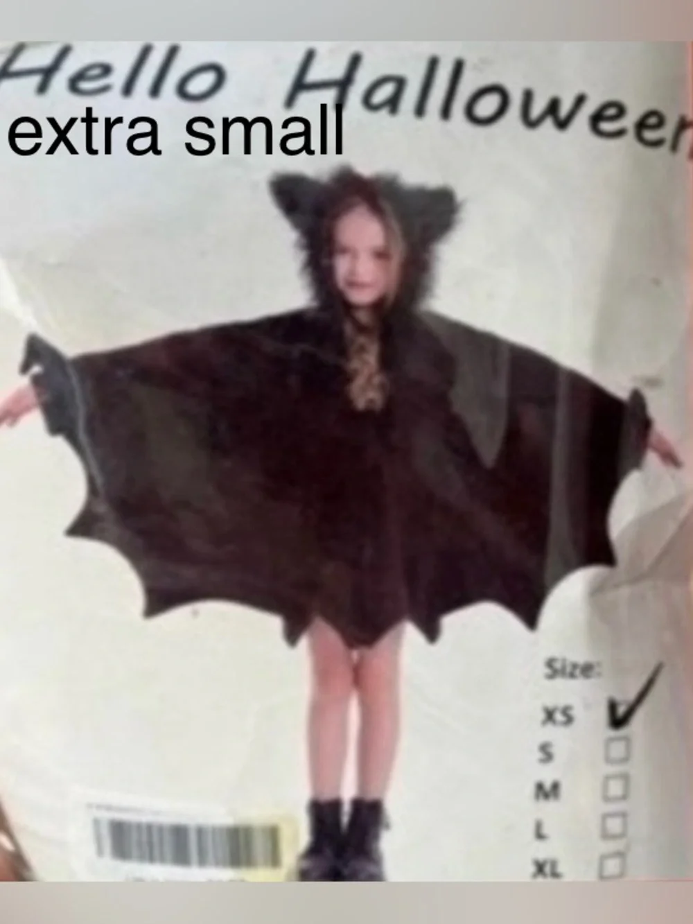 size extra small Kids Black Bat Costume Hooded Cape - Brand Unknown
